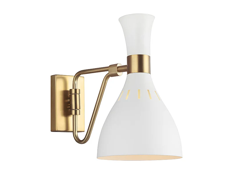 Elstead Joan 1 Licht Wandleuchte, Mattweiß, Messing brüniert, E27