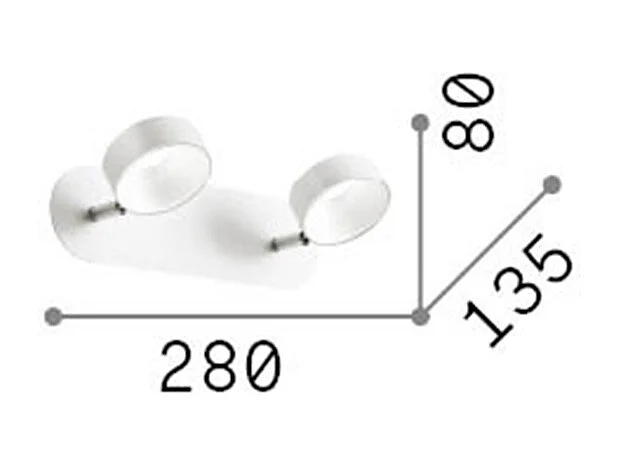 Ideal Lux Oby Applique Murale LED 2 Lumière Blanc