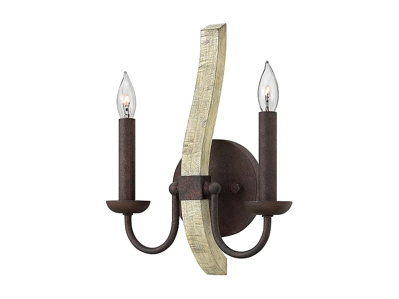 Elstead Middlefield - Lampada da parete per interni a 2 luci, ferro ruggine, E14