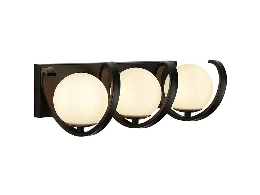 Searchlight Twister Applique a 3 luci, nero opaco, vetro opale opaco