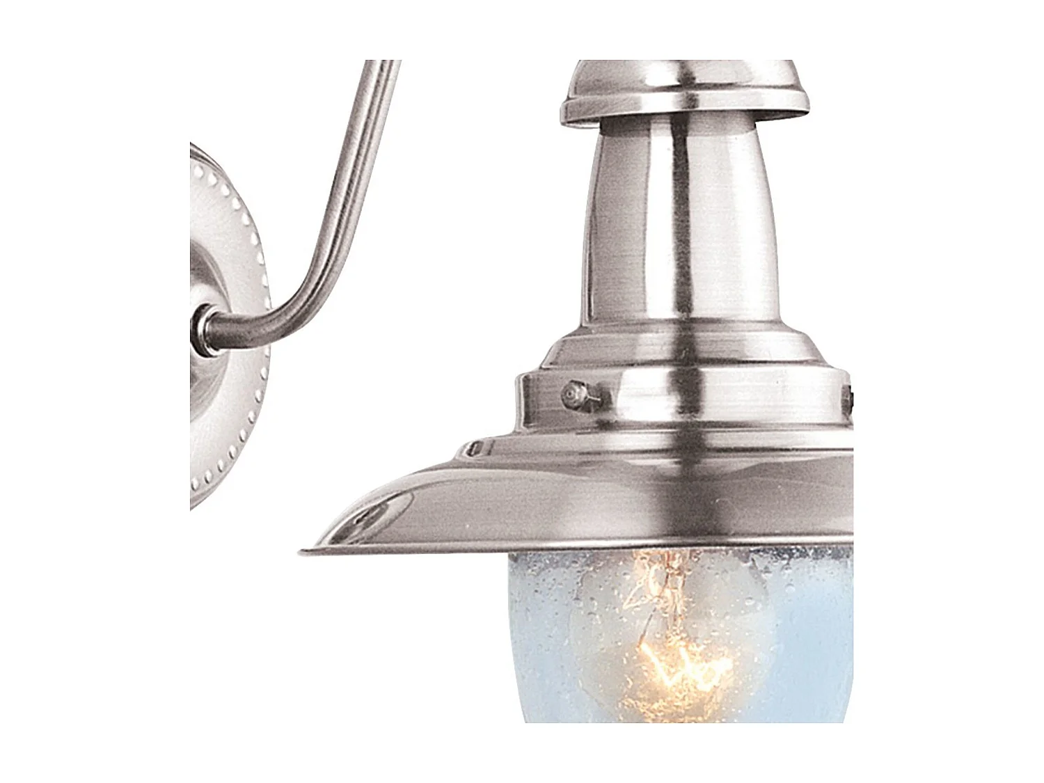 Searchlight Fisherman - Applique a 1 luce argento satinato con paralume in vetro seminato, attacco E27