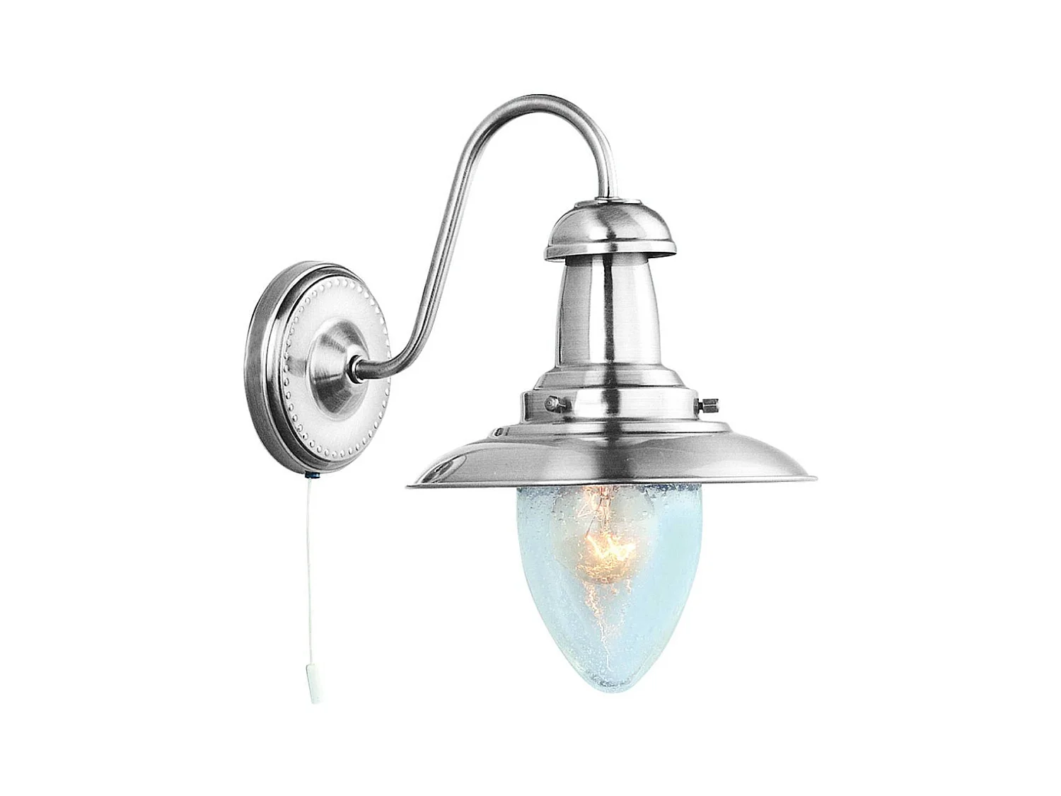 Searchlight Fisherman 1 Ljus Vgglampa Satin Silver med Seeded Glass Skrm, E27