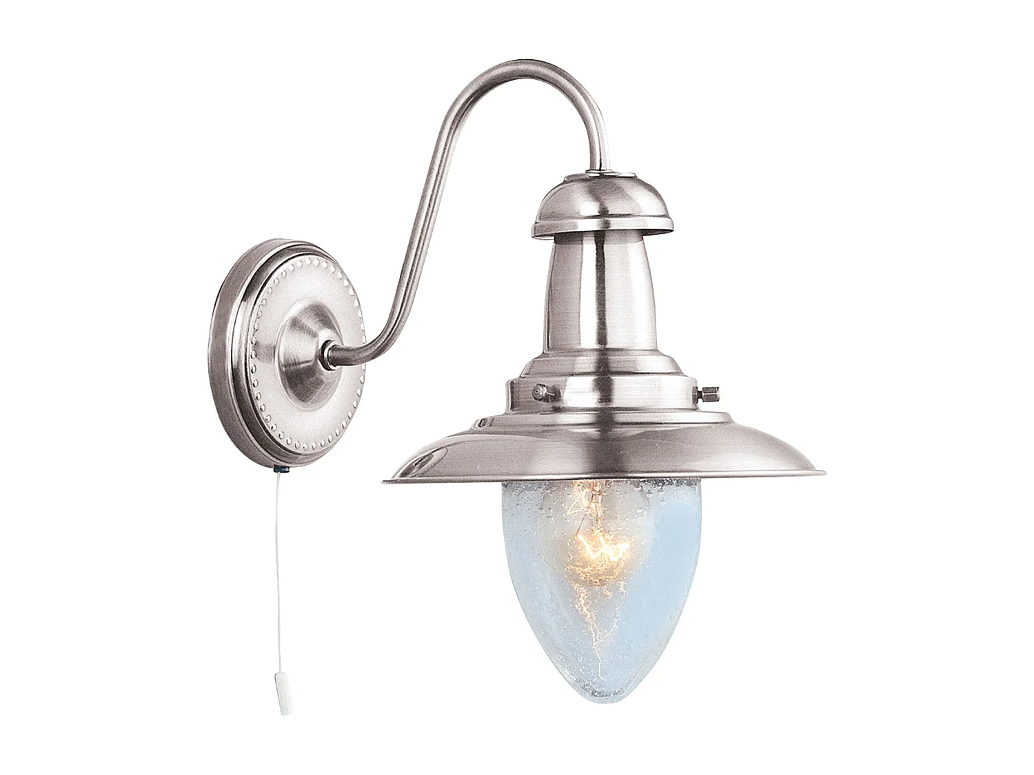 Searchlight Fisherman 1 Ljus Vgglampa Satin Silver med Seeded Glass Skrm, E27