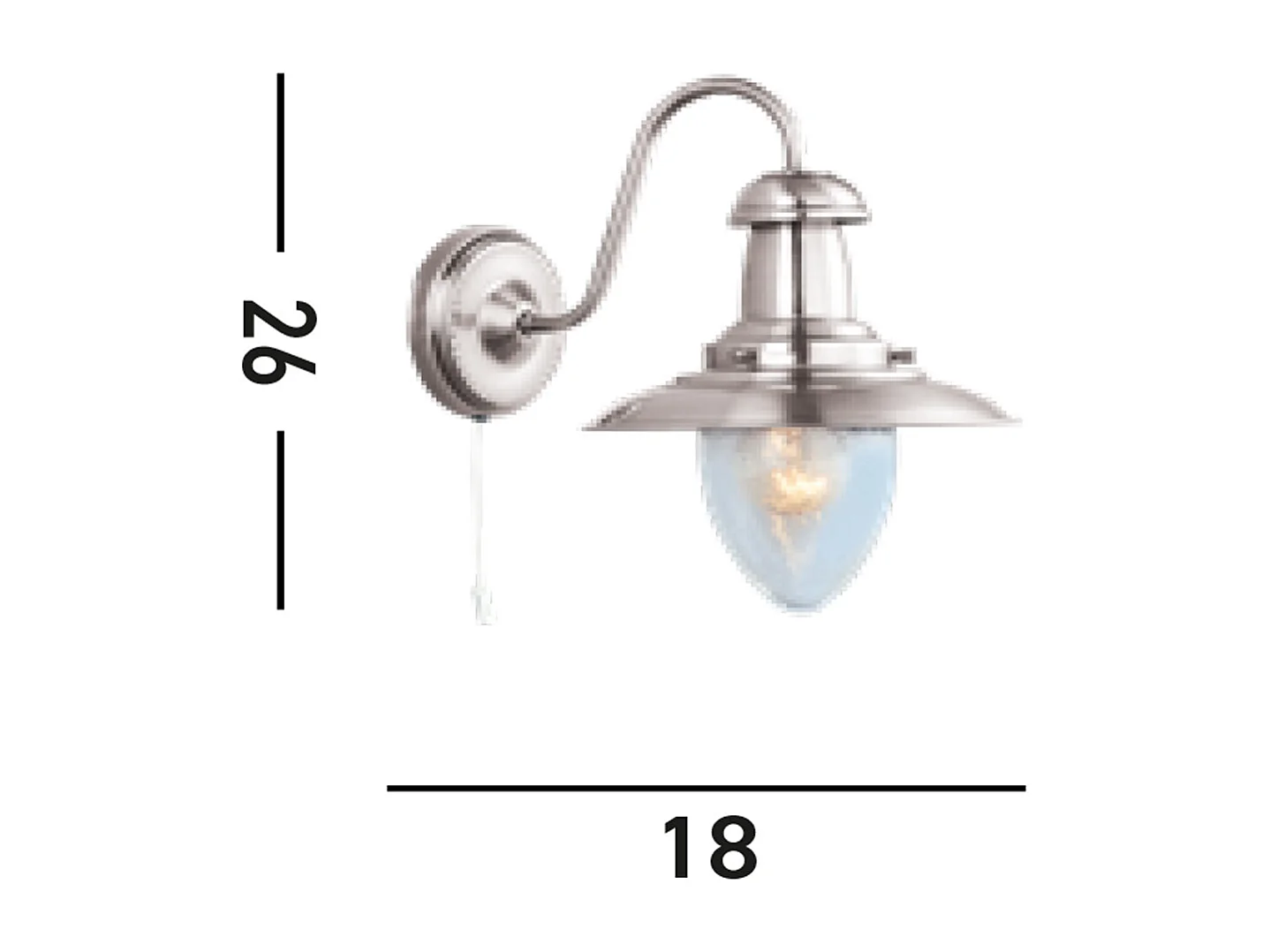 Searchlight Fisherman 1 Ljus Vgglampa Satin Silver med Seeded Glass Skrm, E27