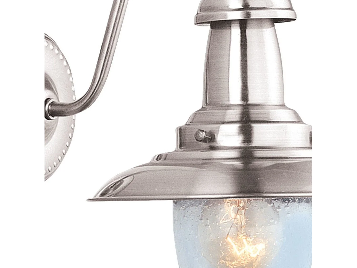 Searchlight Fisherman - Applique a 1 luce argento satinato con paralume in vetro seminato, attacco E27