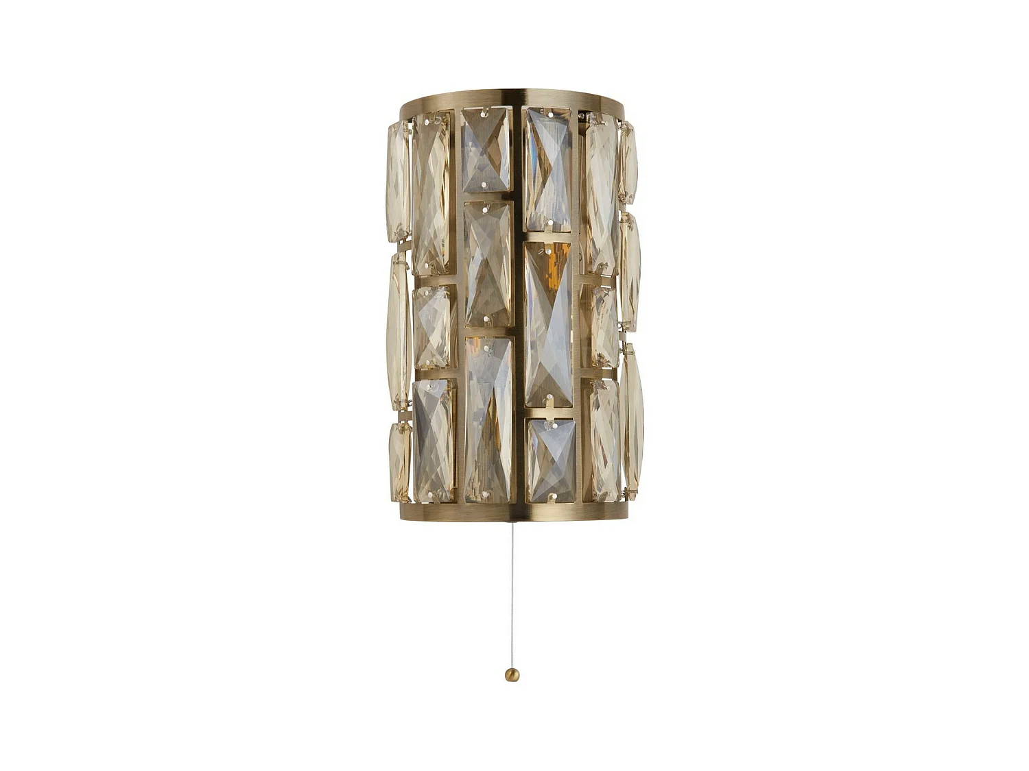 Searchlicht Bijou 2-flammige Wandleuchte aus antikem Messing, Champagnerglas