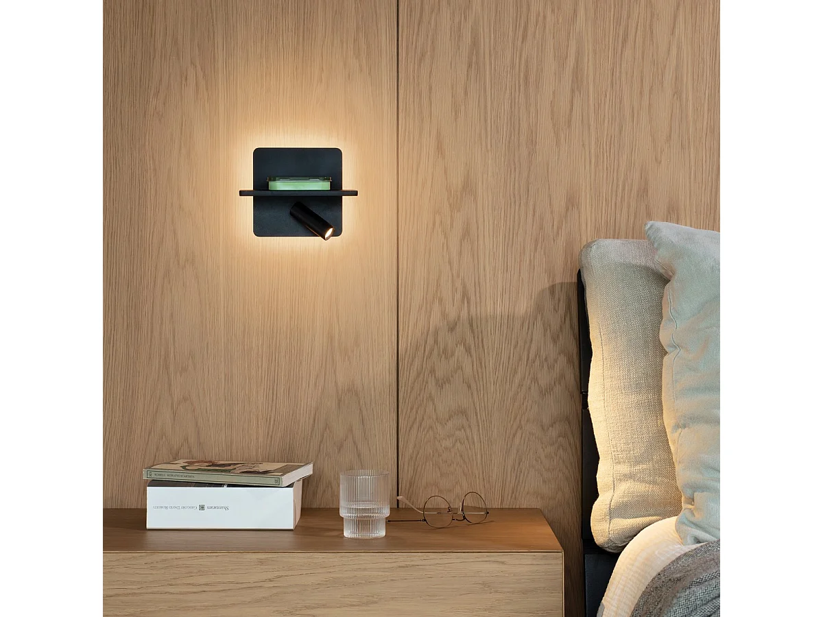 Ideal Lux PIANO Luz de lectura LED de 2 luces negra, interruptor incorporado, 3000 K, no regulable