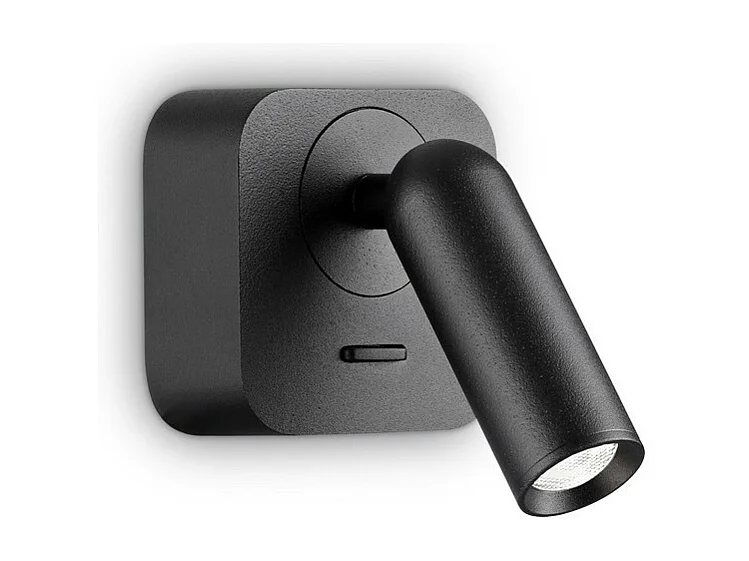 Luz de lectura cuadrada decorativa LED negra, 3000K 3.5W