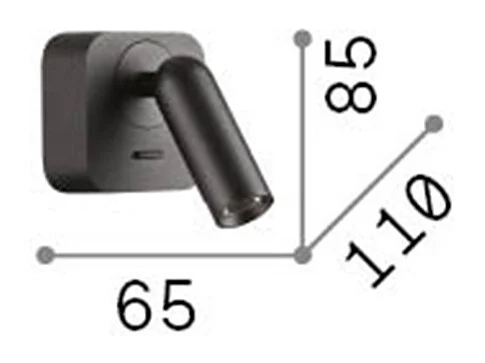 Luz de lectura cuadrada decorativa LED negra, 3000K 3.5W