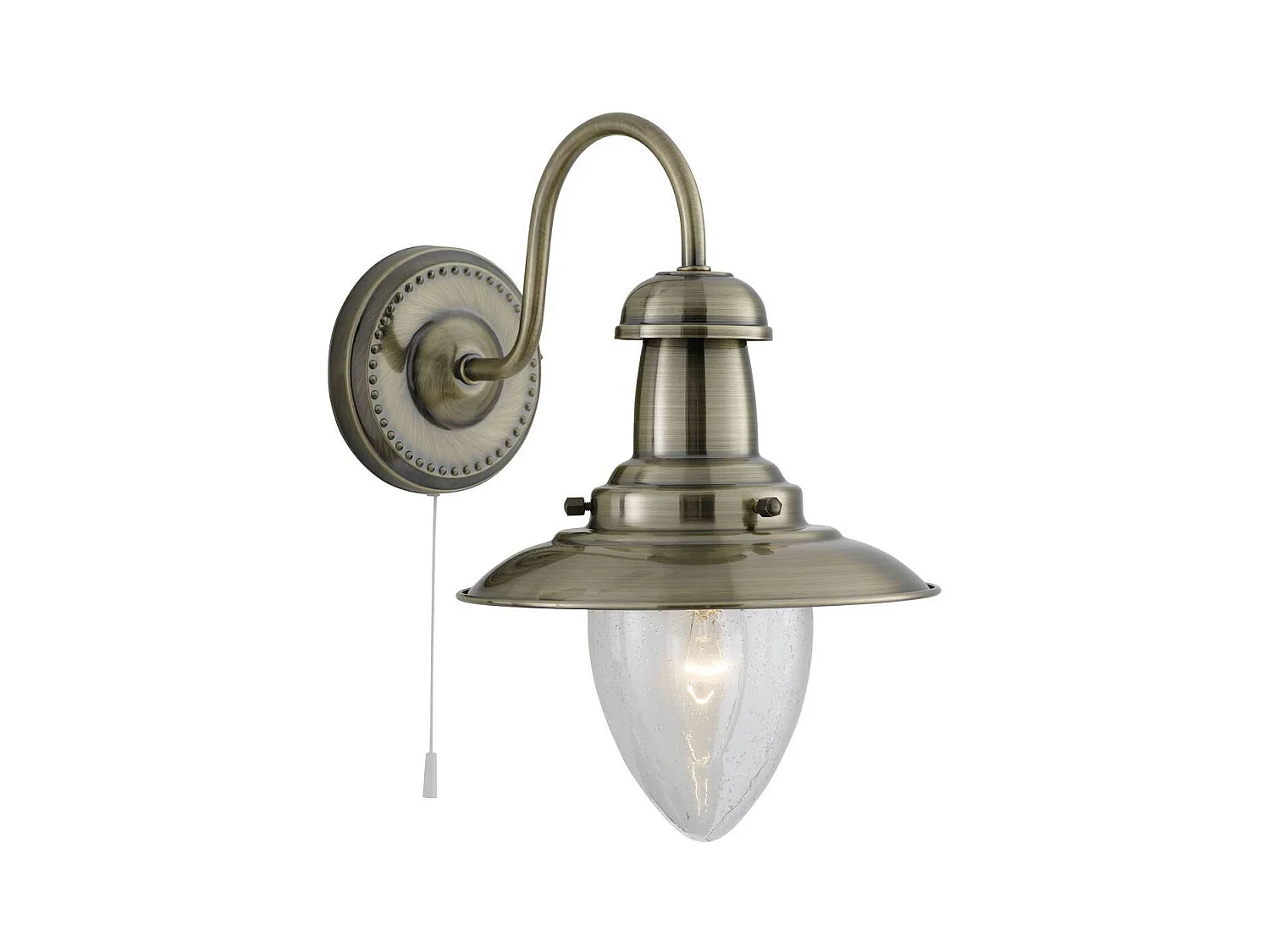 Searchlicht Fisherman - 1 Licht Wandleuchte Antik Messing mit Seed Glass Shade, E27