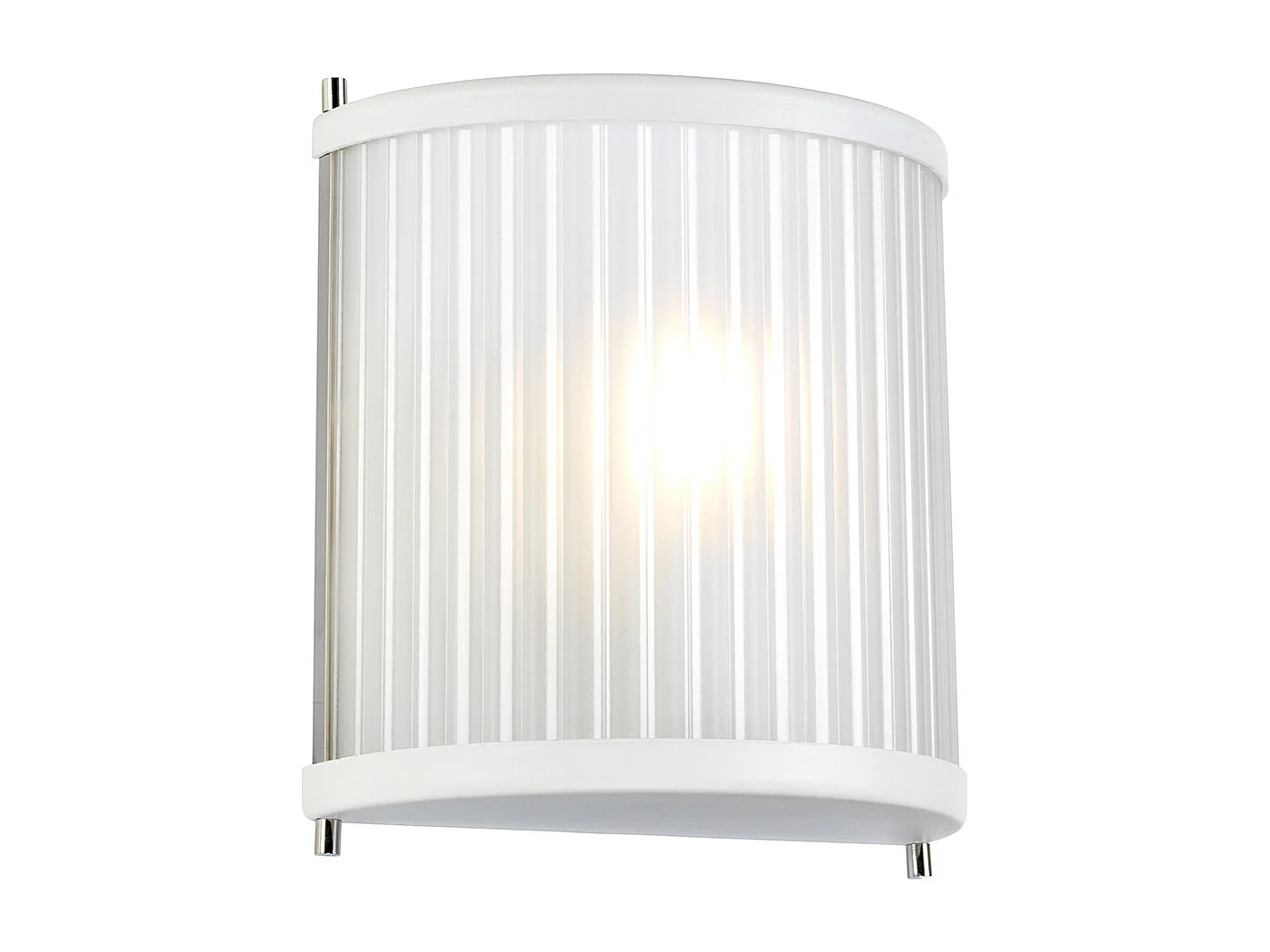 Corona Flush 1 ljus vägglampa, vit polerad nickel, frostat glas