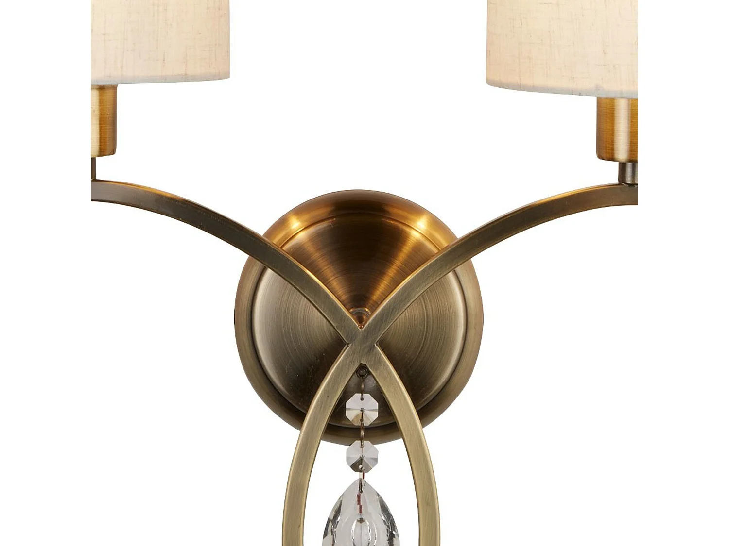 Searchlight Alberto - Applique da interno a 2 luci in ottone antico con cristalli e paralumi, attacco E14