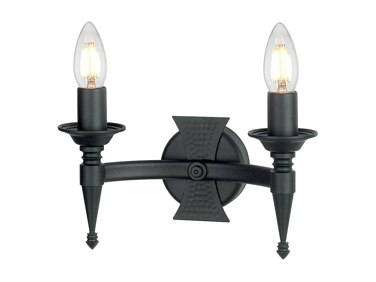 Elstead Saxon - Lampada da parete a candela per interni a 2 luci nera, E14