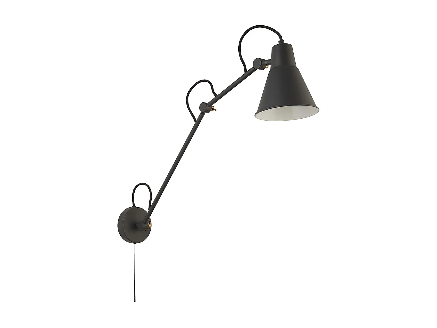 Searchlicht Swing Arm Wandleuchte aus hellgrauem Metall