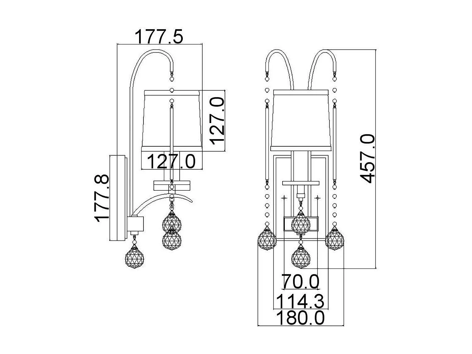 Elstead Whitney 1 ljus vägglampa - Imperial Silver Finish, E14