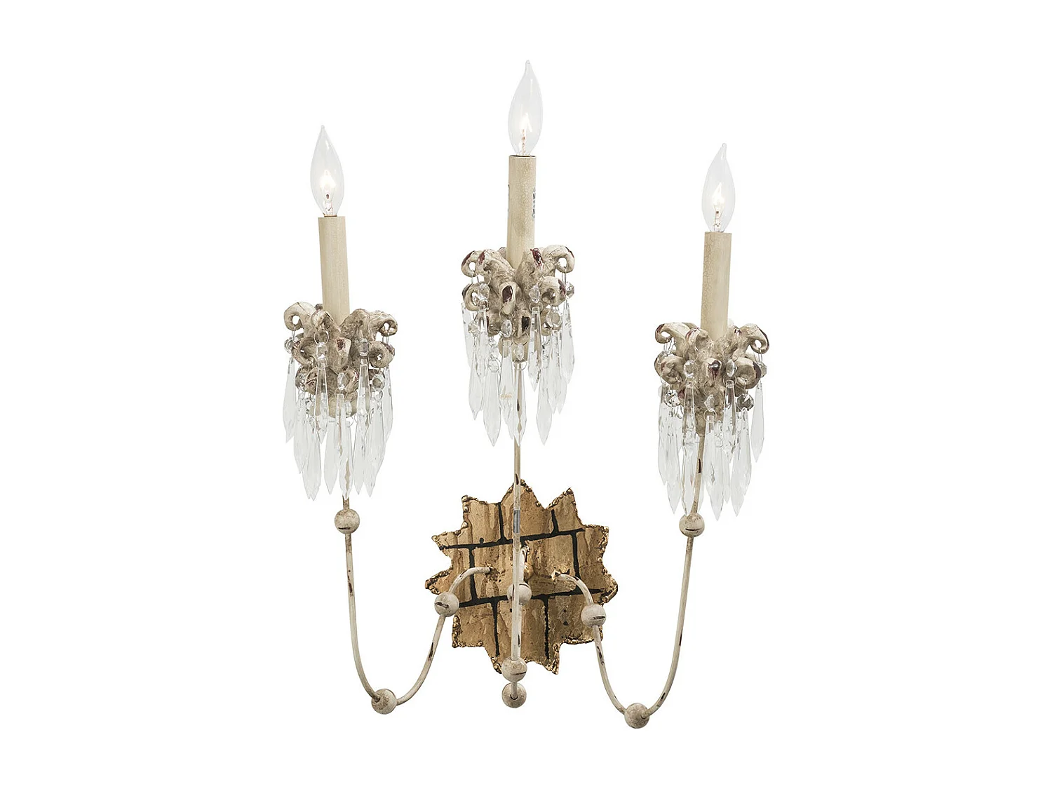 Elstead Venetian - Lampada da parete per interni a 3 luci, beige, oro, E14
