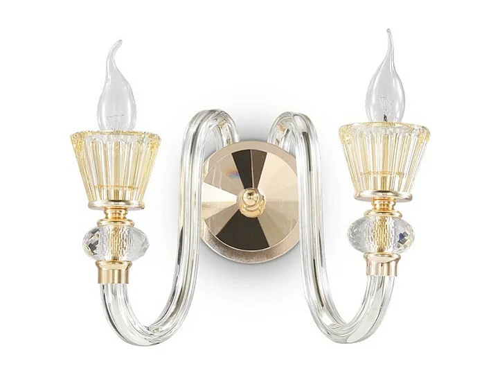 Ideal Lux Strauss - Applique da parete con candela in vetro a 2 luci per interni in oro rosa, E14