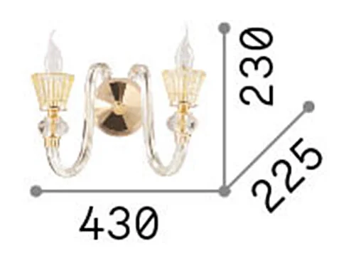 Ideal Lux Strauss - 2 Licht Innenglas Kerze Wandleuchte Roségold, E14