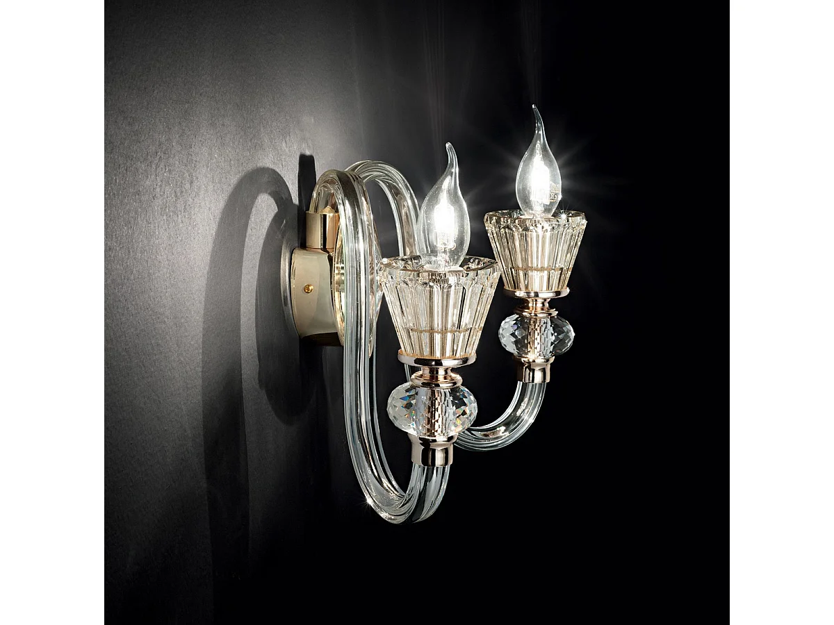 Ideal Lux Strauss Applique murale à 2 ampoules pour bougie en verre, or rose, E14