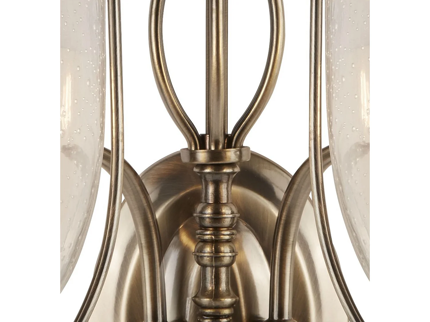 Searchlicht Silhouette - 2 Licht Innenwandleuchte Antik Messing mit Seed Glass Shades, E14