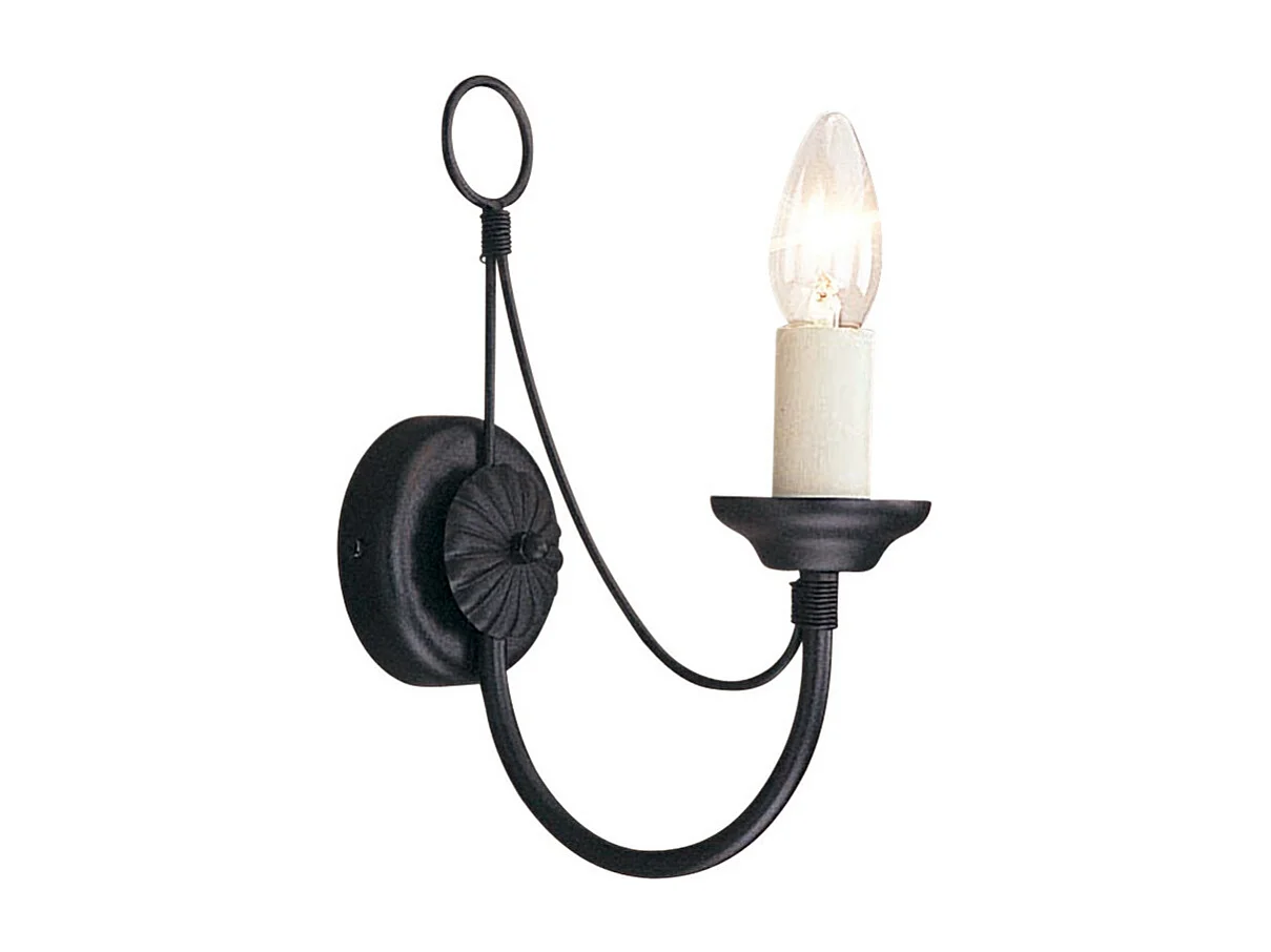 Elstead Carisbrooke - Lampada da parete a candela da interni 1 luce nera, E14