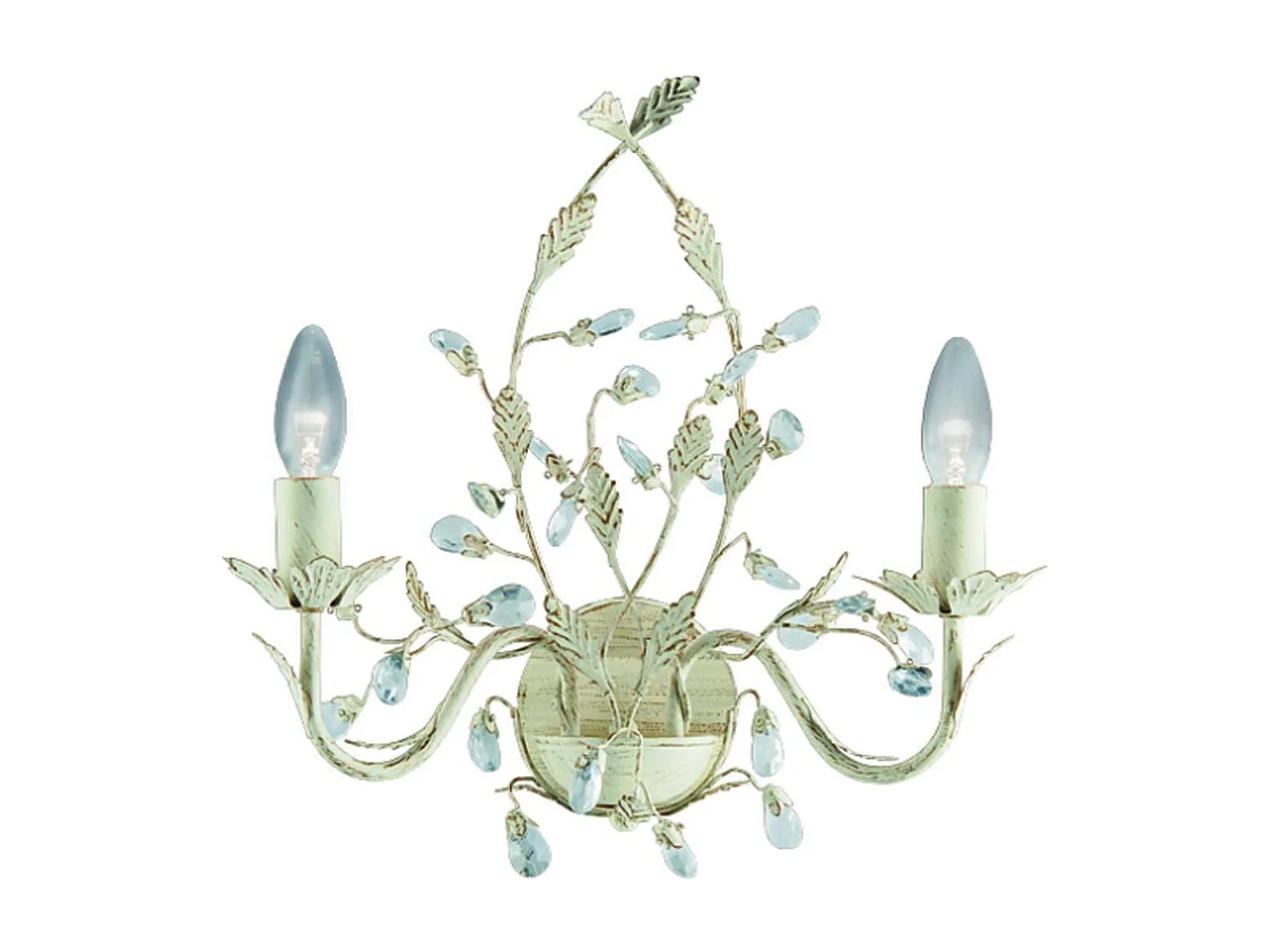 Searchlicht Almandite - 2 Licht Innenkerze Wandleuchte Gold, Creme mit Kristallen Blumenblätter Design, E14