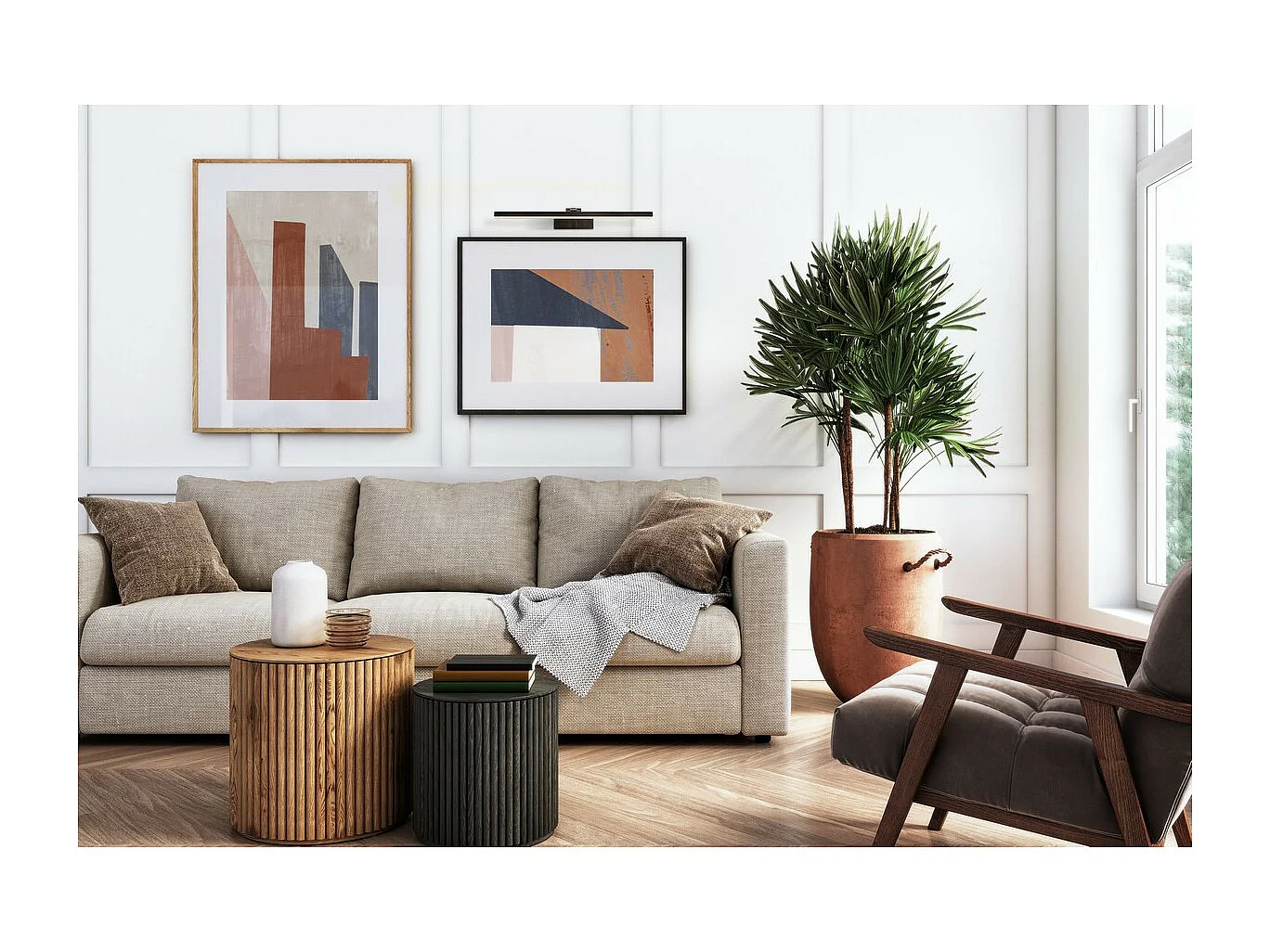 Searchlicht Rhodes 60 cm Bilderleuchte aus schwarzem Metall