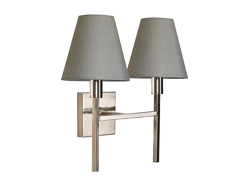 Elstead Lucerne Wall 2 Ljus Borstad Nickel med Grå Skärm