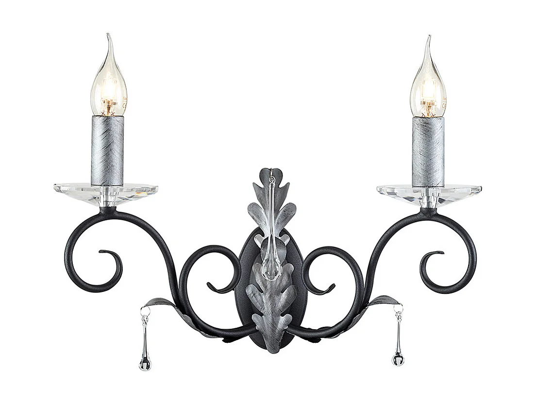 Elstead Amarilli - 2 licht Indoor Candle Wandleuchte Black Floral Leaves Design, E14