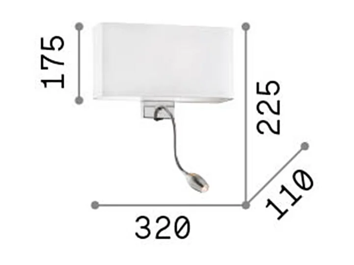 Ideal Lux Hotel - LED 2 Licht Wandleuchte Schwarz