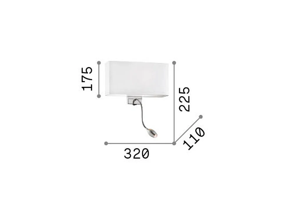 Ideal Lux Hotel Applique murale à 2 lumières LED noir
