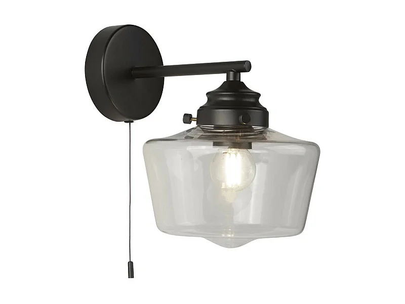 Searchlicht School House 1 licht Wandleuchte, Schwarz, Opalglas IP44