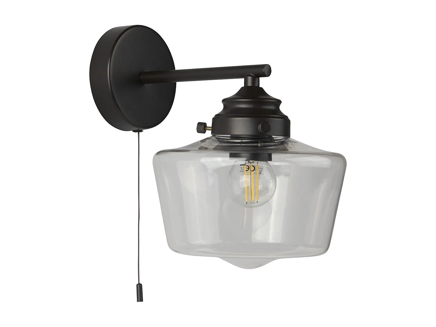 Searchlight School House1 ljus vägglampa, svart, opalglas IP44