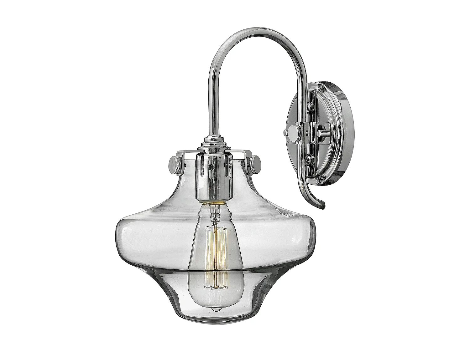 Elstead Congress - Applique a 1 luce con paralume in vetro cromato, attacco E27