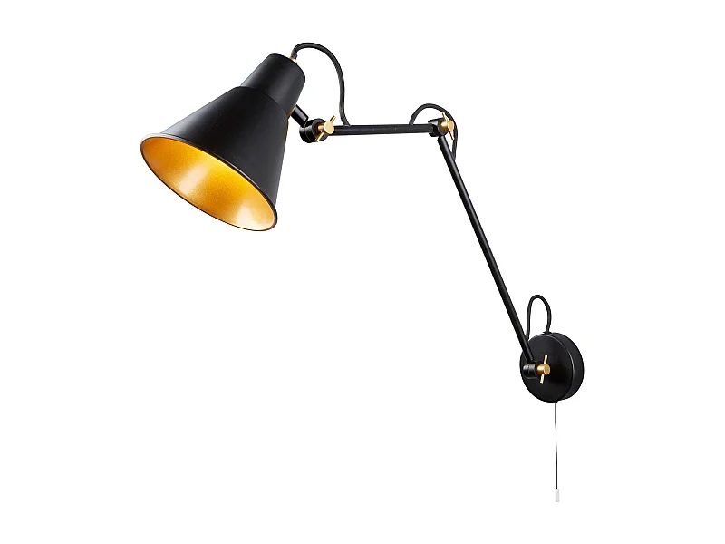 Searchlight Justerbar 1 ljus inomhus stor vgglampa svart, guld, E27