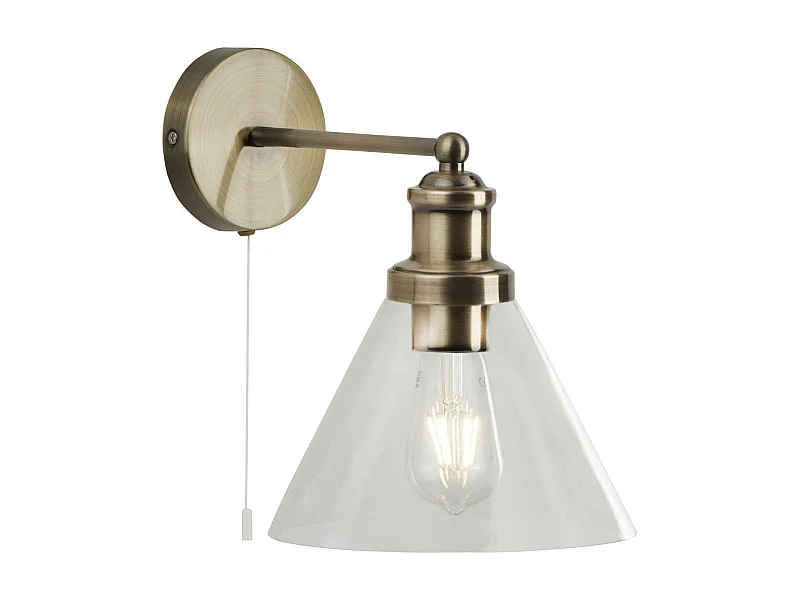 Searchlicht Pyramid - 1 Lichtwand Antik Messing, Glasschirm, E27