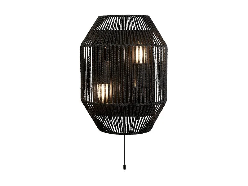 Searchlicht Wicker 2 licht Wandleuchte, Black Wicker