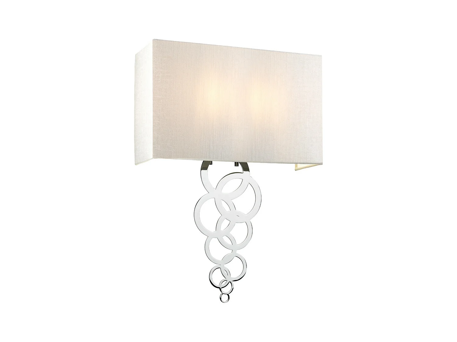Lampada da parete grande a 2 luci Rosa, cromo lucido, paralume in finta seta avorio
