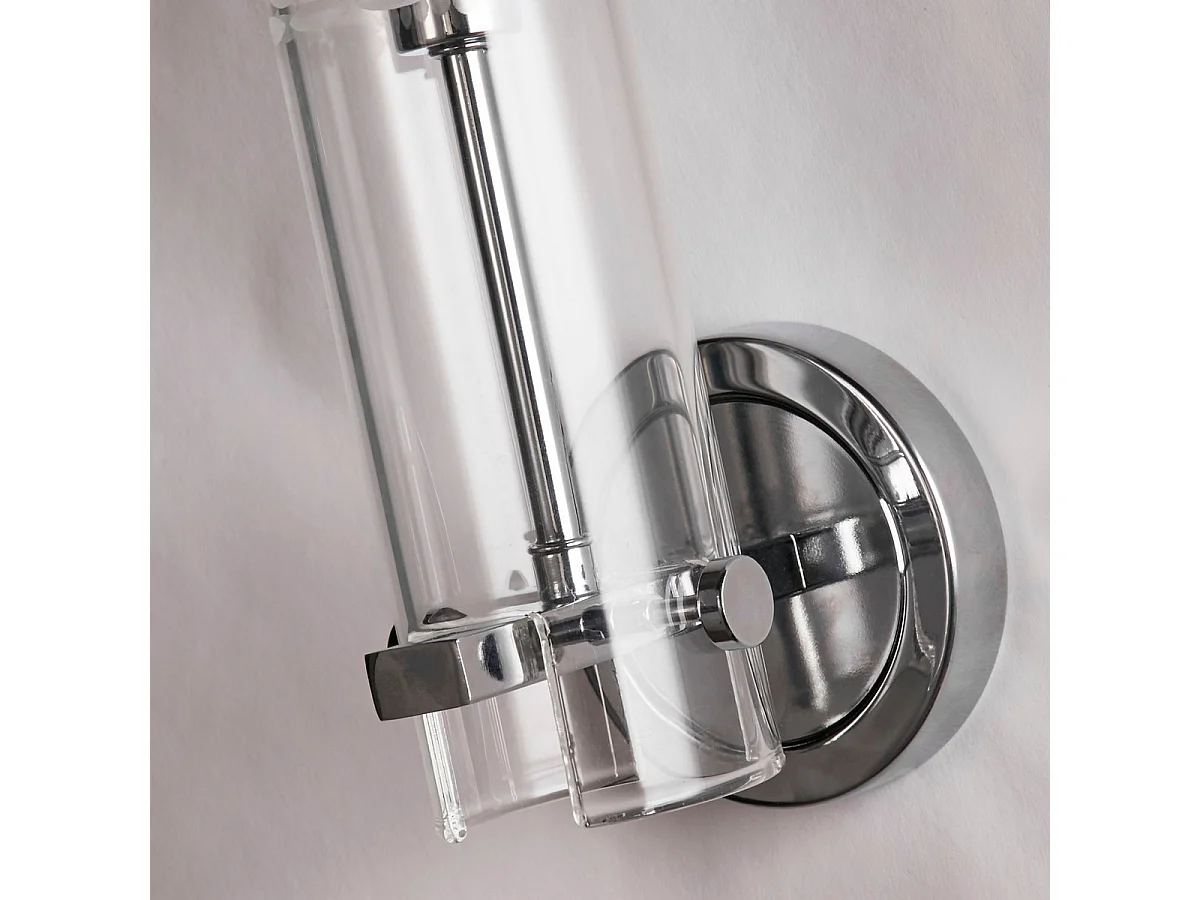 Searchlicht Scope Badezimmer-Wandleuchte, Chrom, klares geätztes Glas