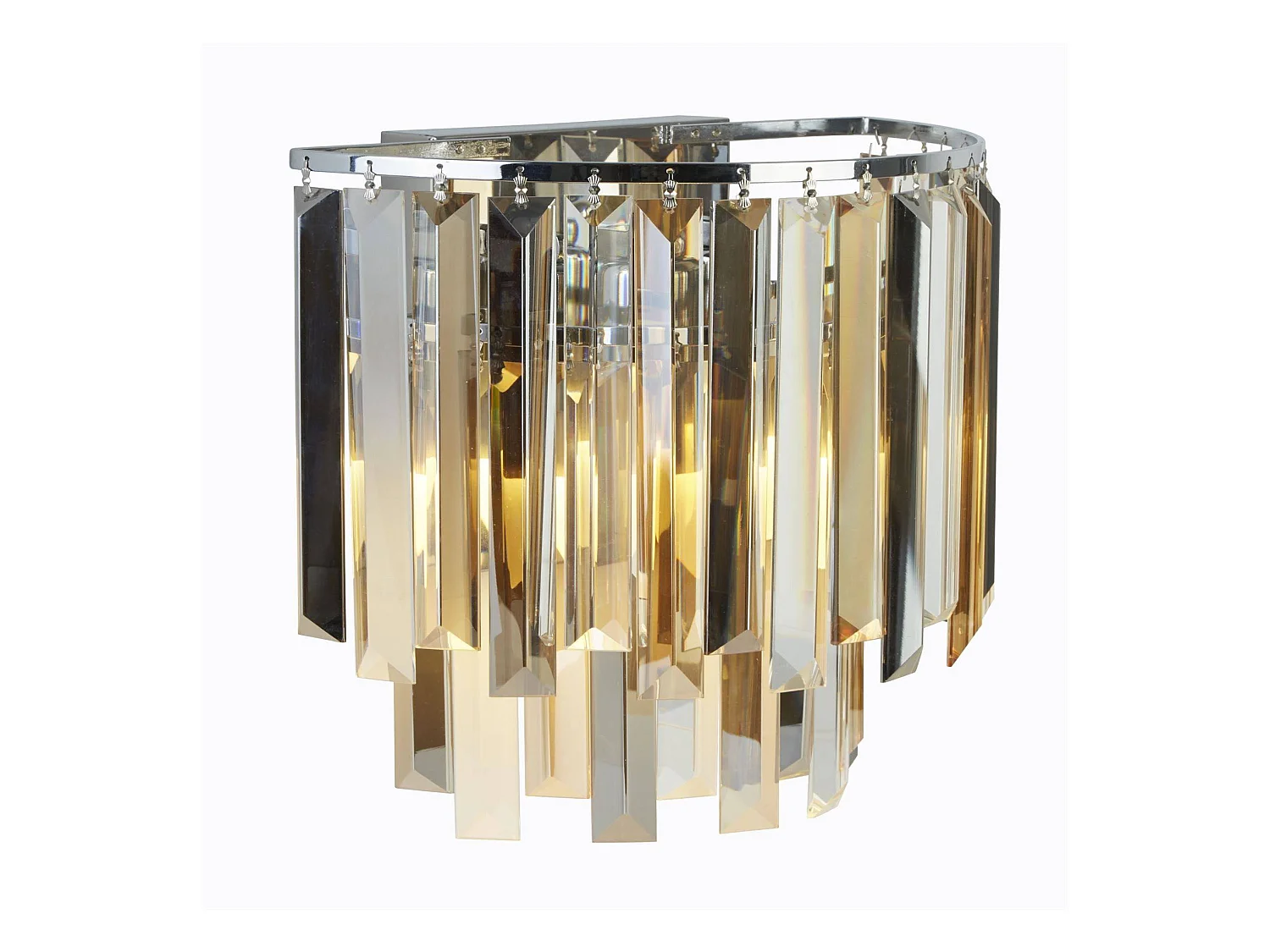 Searchlight Clarissa - Applique a 2 luci cromo, paralume in vetro, attacco E14