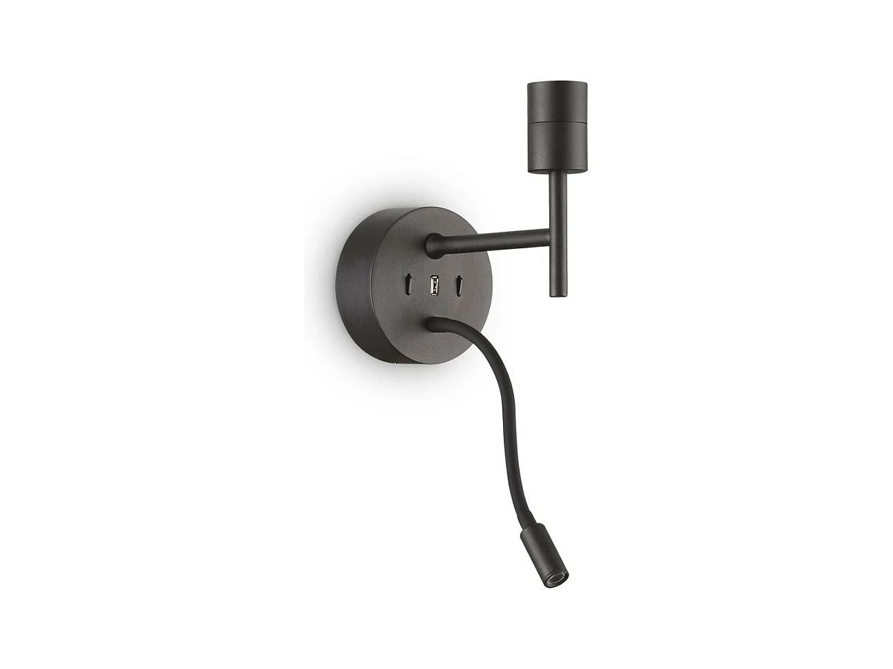 Ideal Lux SET UP Applique + Liseuse Noir Sans Abat-jour 3000K