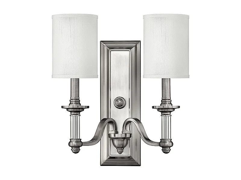 Elstead Sussex - Applique da parete per interni a 2 luci Nichel spazzolato, E14