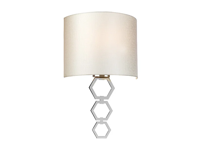 Clark Medium 1 ljus vägglampa, polerad krom, ivory fusksilke