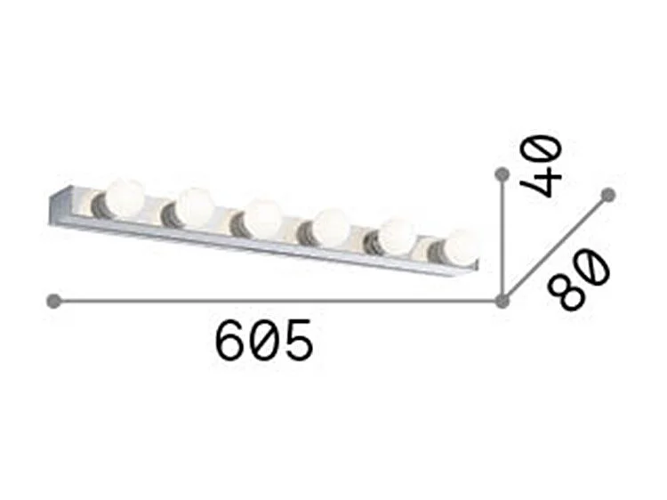 Ideal Lux Prive' Applique murale intérieure à 6 ampoules au-dessus de miroir, chrome, E14