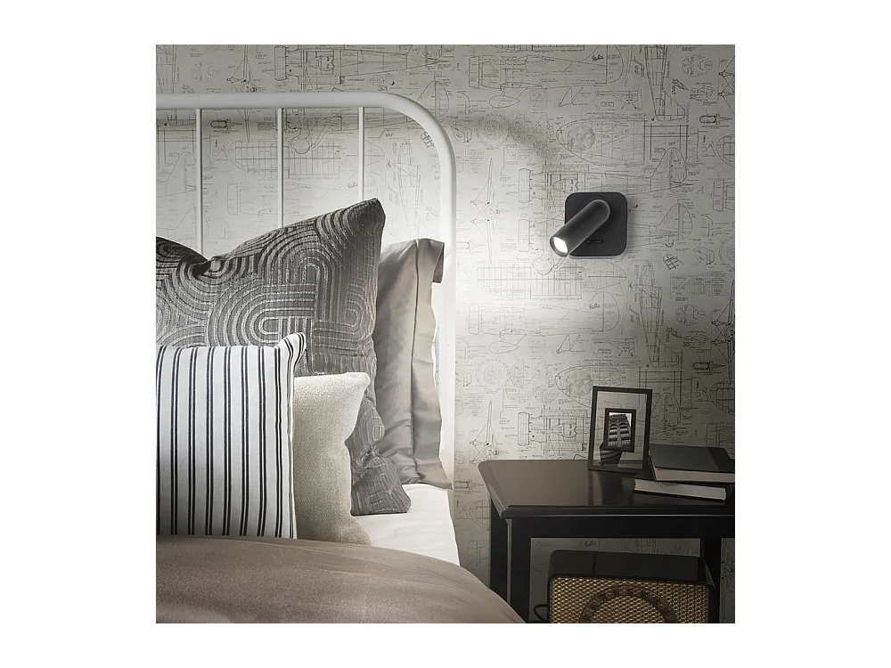 Dekoratives rundes LED-Leselicht Schwarz, 3000K 3,5W