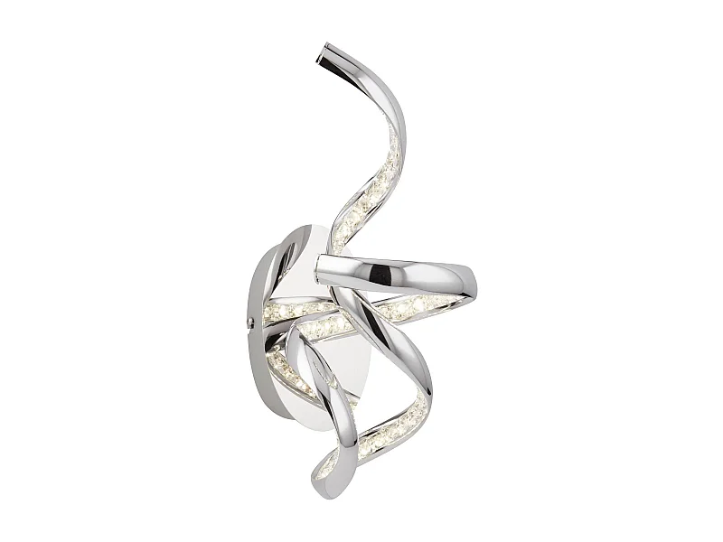 Searchlicht Twirls - Integrierte LED 1 licht Innenwandleuchte Chrom, klar mit Kristallglas