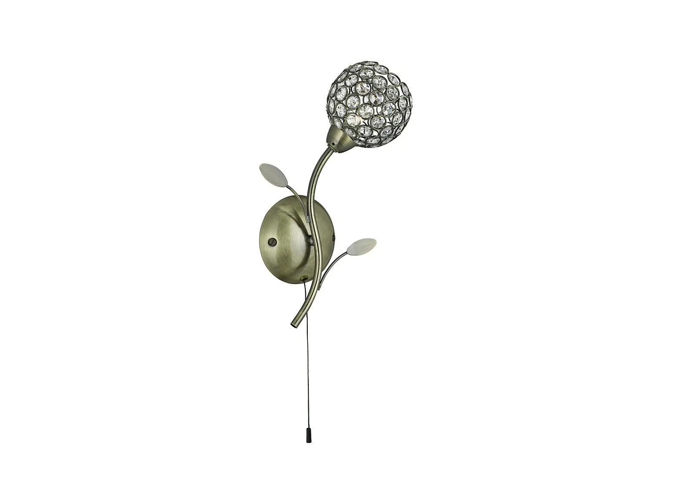 Searchlicht Bellis - 1 Licht Innenblumen Design Glas Wandleuchte Schwarz Antik Messing, G9