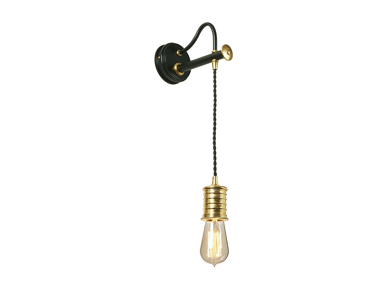 Elstead Douille - Applique da interno a 1 luce nera, ottone lucido, attacco E27