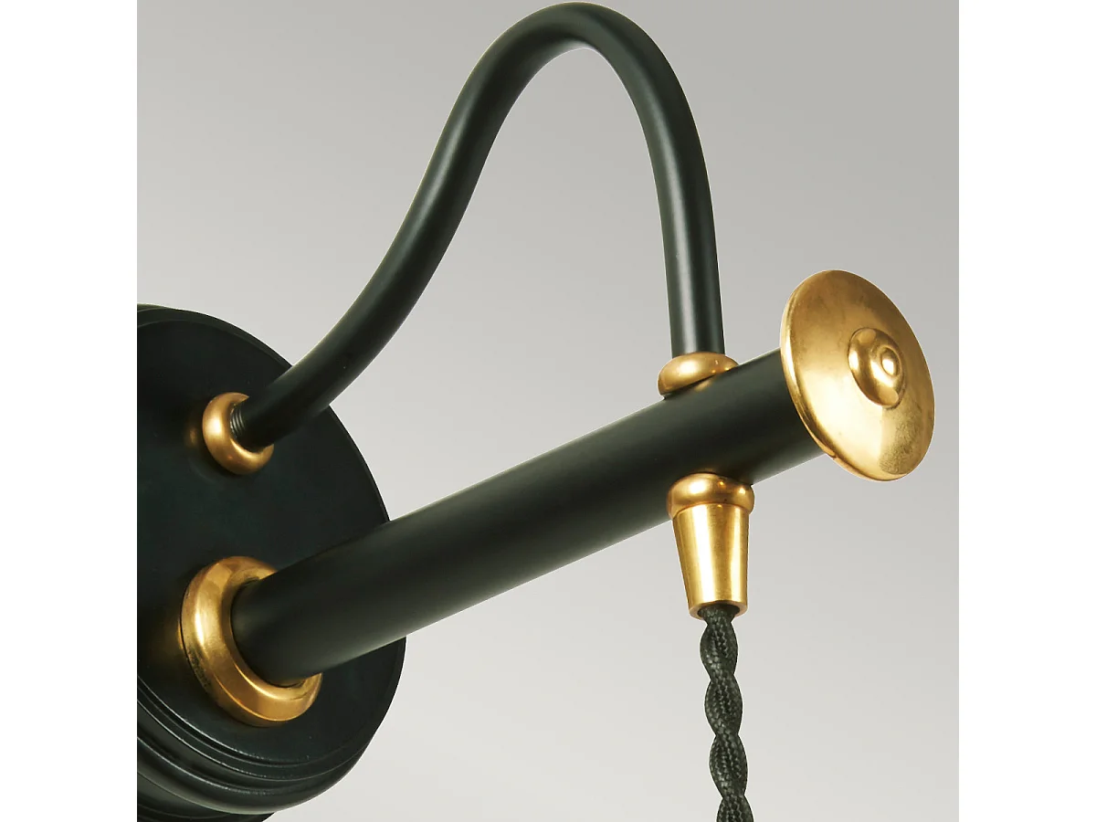 Elstead Douille - Applique da interno a 1 luce nera, ottone lucido, attacco E27