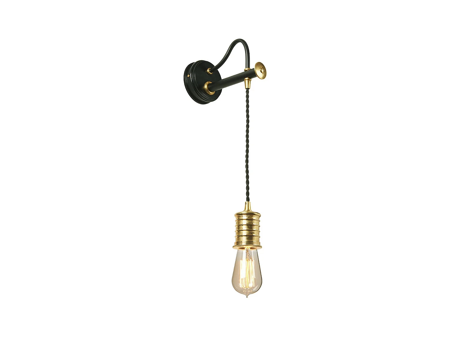 Elstead Douille - 1 Licht Innenwandleuchte Schwarz, Messing poliert, E27